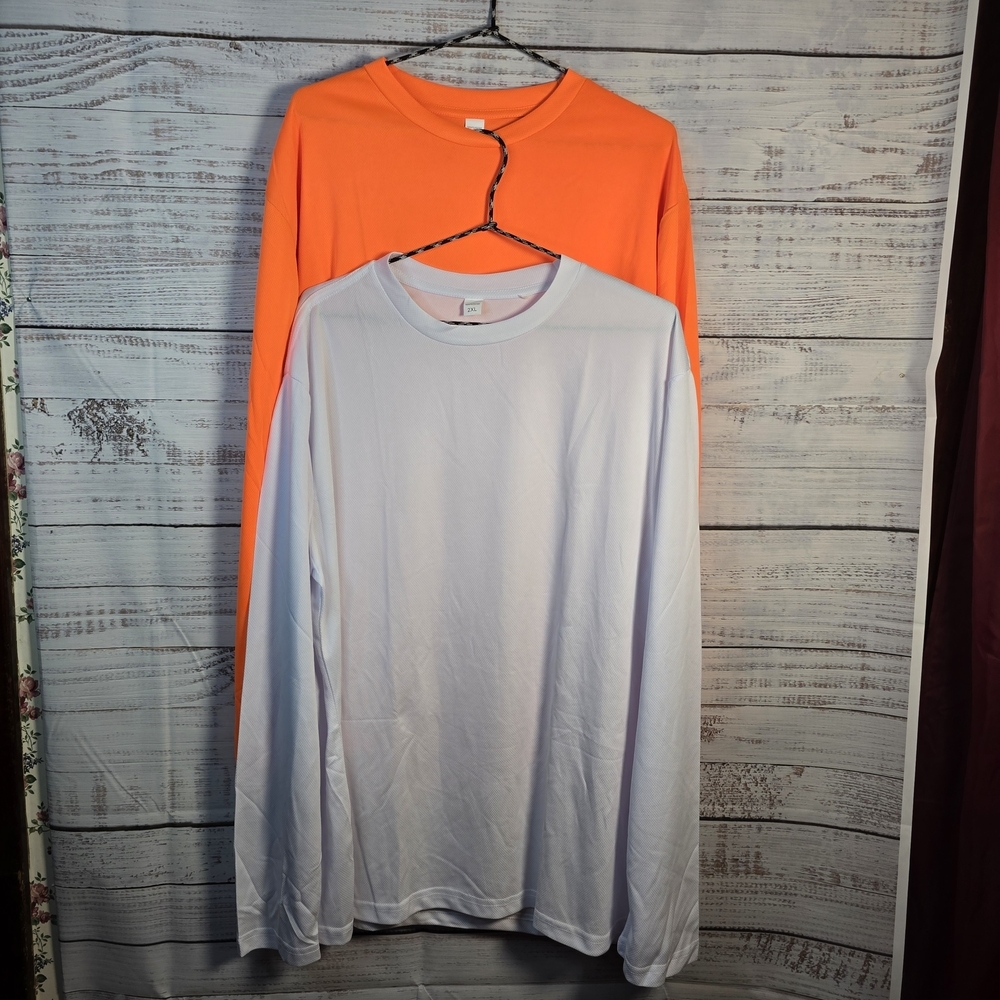 NWOT Men's White and Orange Long Sleeve Shirts Plus Size‎ 2X